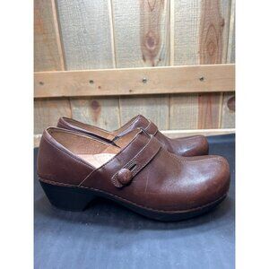 Dansko Womens Brown Leather Slip-On Clog Shoes Size 11-11.5